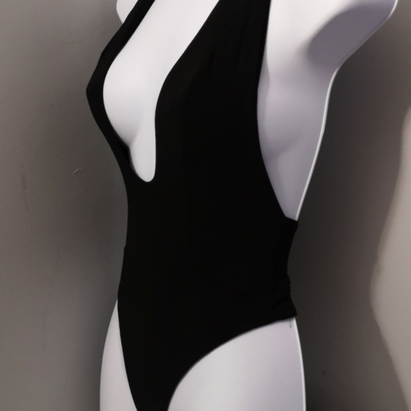 Black Deep V One Piece Swimsuit by Want My Look - Picture 5 of 7